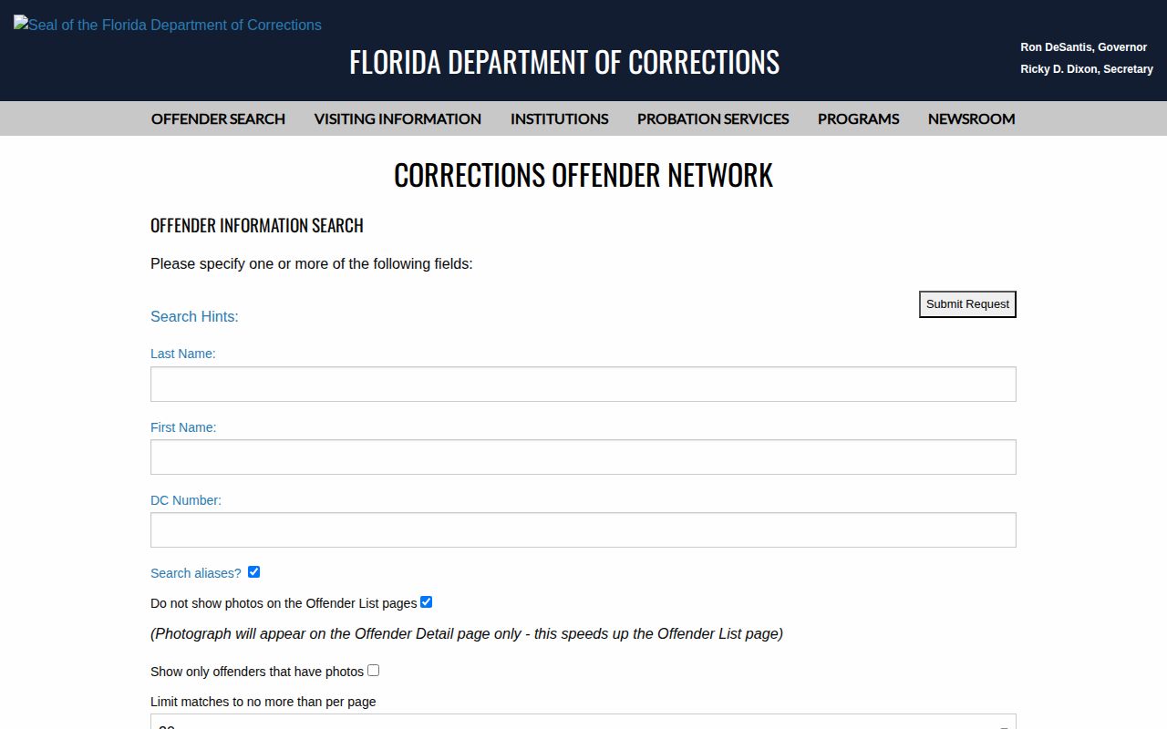 Florida offender search for Duval County state corrections records