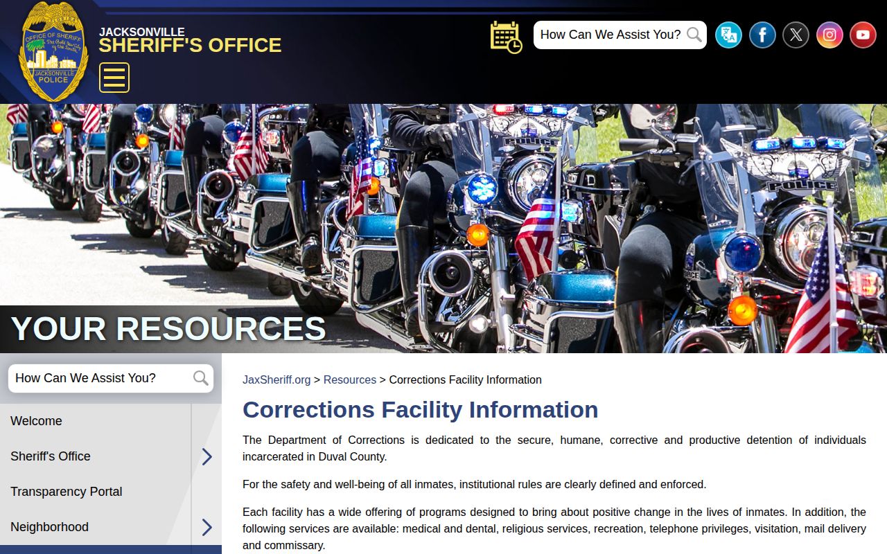 Duval County booking and corrections facility information